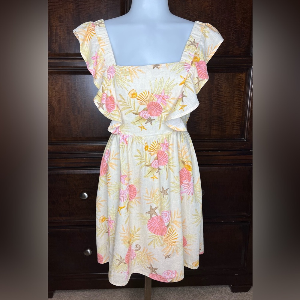 Forever 21 Floral Ruffle Mini Dress - Pink and Yellow